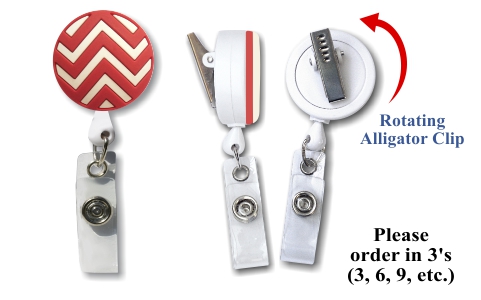 Retractable Badge Holder with Red Chevron