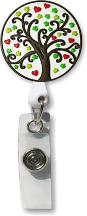 Retractable Badge Holder with 3D Rubber Tree of Life