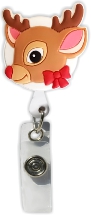 Retractable Badge Holder with 3D Rubber Reindeer