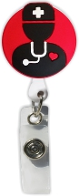 Retractable Badge Holder with 3D Rubber Male Nurse Icon