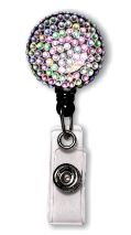 Retractable Badge Holder with Aurora Borealis Rhinestones