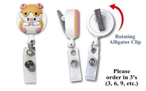 Retractable Badge Holder with 3D Rubber Hamster