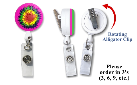 Retractable Badge Holder with 3D Rubber Tie Dye