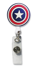 Retractable Badge Holder with 3D Rubber Patriotic Star Shield