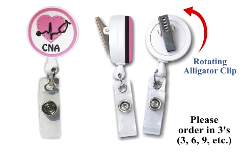 Retractable Badge Holder with 3D Rubber CNA Heart