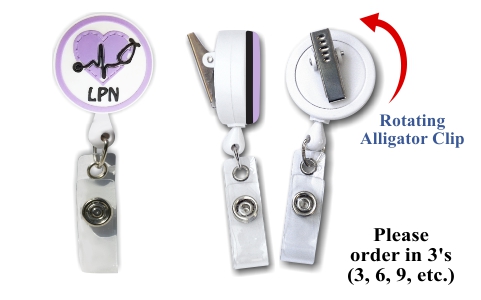 Retractable Badge Holder with 3D Rubber LPN Heart