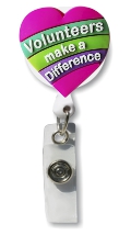 Retractable Badge Holder with 3D Rubber Volunteers Heart