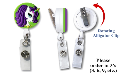 Retractable Badge Holder with 3D Rubber Unicorn