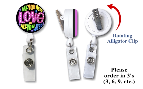 Retractable Badge Holder with 3D Rubber All You Need Is Love