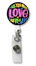 Retractable Badge Holder with 3D Rubber All You Need Is Love