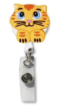 Retractable Badge Holder with 3D Rubber Tabby Cat