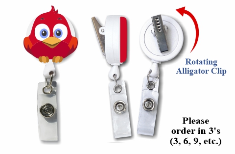 Retractable Badge Holder with Red Bird