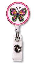 Retractable Badge Holder with ENAMEL Butterfly