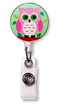 Retractable Badge Holder with Enamel Owl