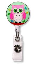 Retractable Badge Holder with ENAMEL Owl