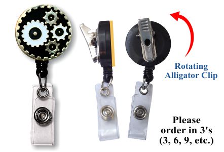 Retractable Badge Holder with ENAMEL Gears