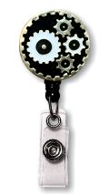 Retractable Badge Holder with ENAMEL Gears