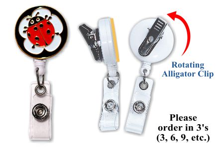 Retractable Badge Holder with ENAMEL Ladybug