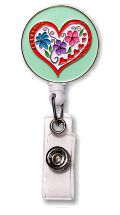 Retractable Badge Holder with ENAMEL Heart