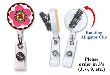 Retractable Badge Holder with Enamel Flower