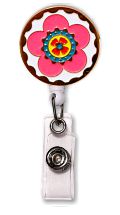 Retractable Badge Holder with ENAMEL Flower