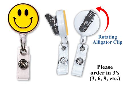 Retractable Badge Holder with ENAMEL Smiley