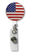 Retractable Badge Holder with Enamel USA Flag