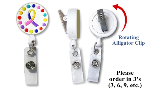 Retractable Badge Holder with ENAMEL Multi Color Ribbon