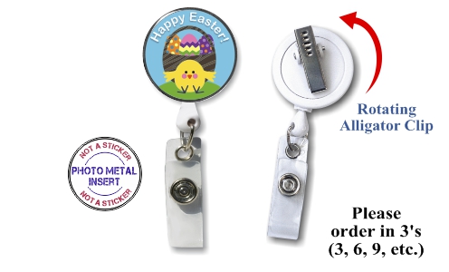 Retractable Badge Holder with Photo Metal: Easter