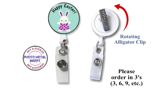 Retractable Badge Holder with Photo Metal: Easter