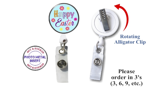 Retractable Badge Holder with Photo Metal: Easter