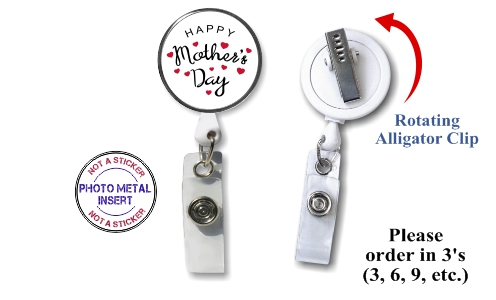 Retractable Badge Holder with Photo Metal: Mother's Day