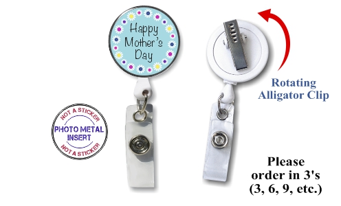 Retractable Badge Holder with Photo Metal: Mother's Day