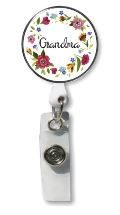 Retractable Badge Holder with Photo Metal: Grandma