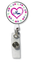 Retractable Badge Holder with Photo Metal: Mom