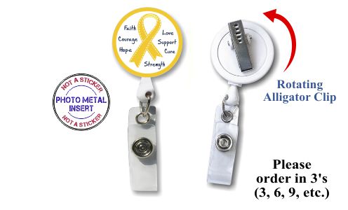 Retractable Badge Holder with Photo Metal: Yellow Ribbon