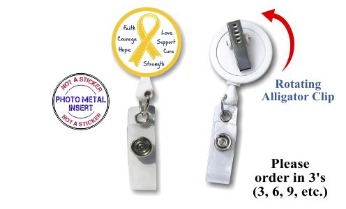 Retractable Badge Holder with Photo Metal: Yellow Ribbon