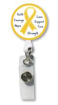 Retractable Badge Holder with Photo Metal: Yellow Ribbon