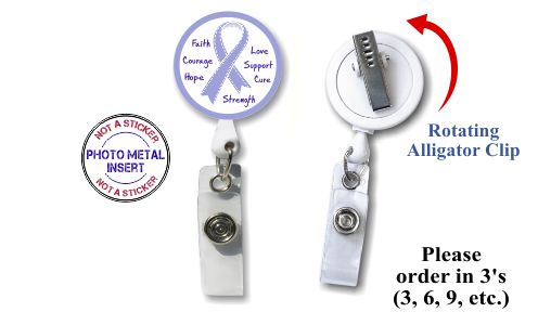 Retractable Badge Holder with Photo Metal: Lavender Ribbon