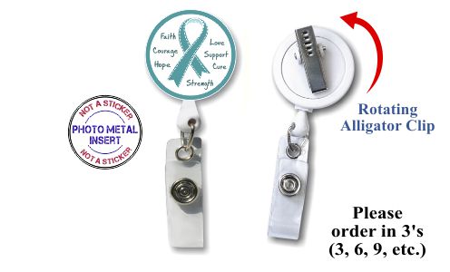 Retractable Badge Holder with Photo Metal: Green Ribbon