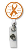 Retractable Badge Holder with Photo Metal: Orange Ribbon