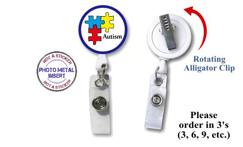 Retractable Badge Holder with Photo Metal: Autism Support