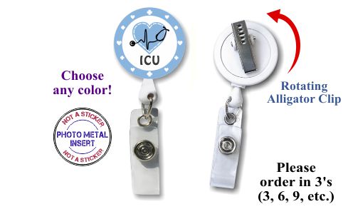 Retractable Badge Holder with Photo Metal: ICU Nurse