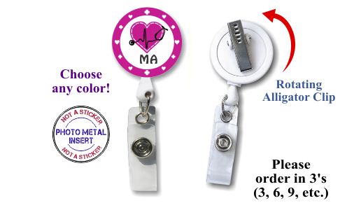 Retractable Badge Holder with Photo Metal: MA Nurse