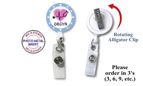 Retractable Badge Holder with Photo Metal: OB GYN Nurse