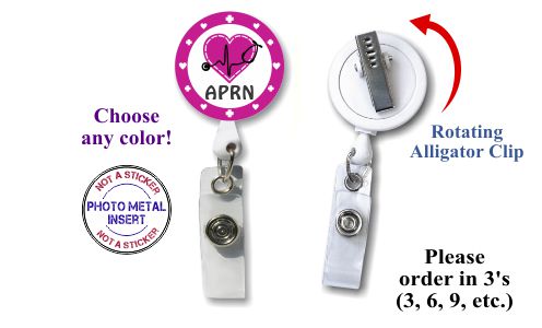 Retractable Badge Holder with Photo Metal: APRN Nurse