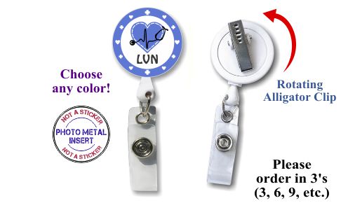 Retractable Badge Holder with Photo Metal: LVN Nurse