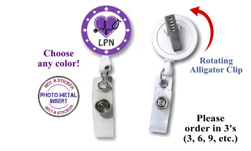 Retractable Badge Holder with Photo Metal: LPN Nurse