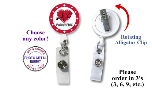 Retractable Badge Holder with Photo Metal: Paramedic