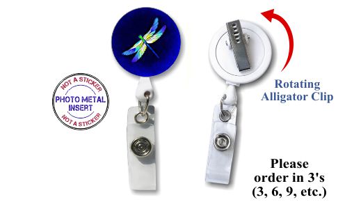 Retractable Badge Holder with Photo Metal: Dragonfly